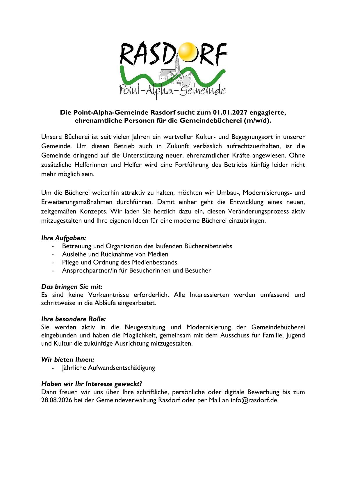 Stellenausschreibung Bücherei
